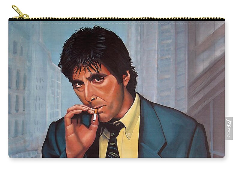 Al Pacino Zip Pouch featuring the painting Al Pacino 2 by Paul Meijering