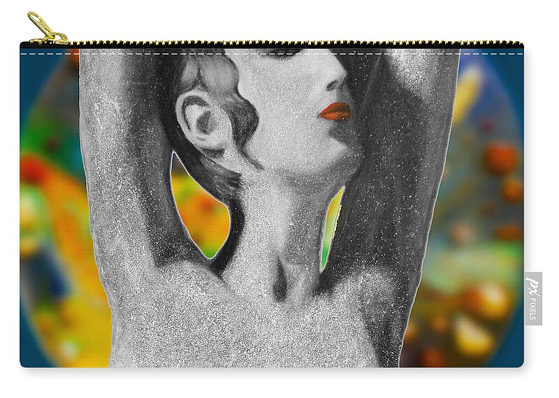 Augusta Stylianou Zip Pouch featuring the digital art Aphrodite and Cyprus Map by Augusta Stylianou