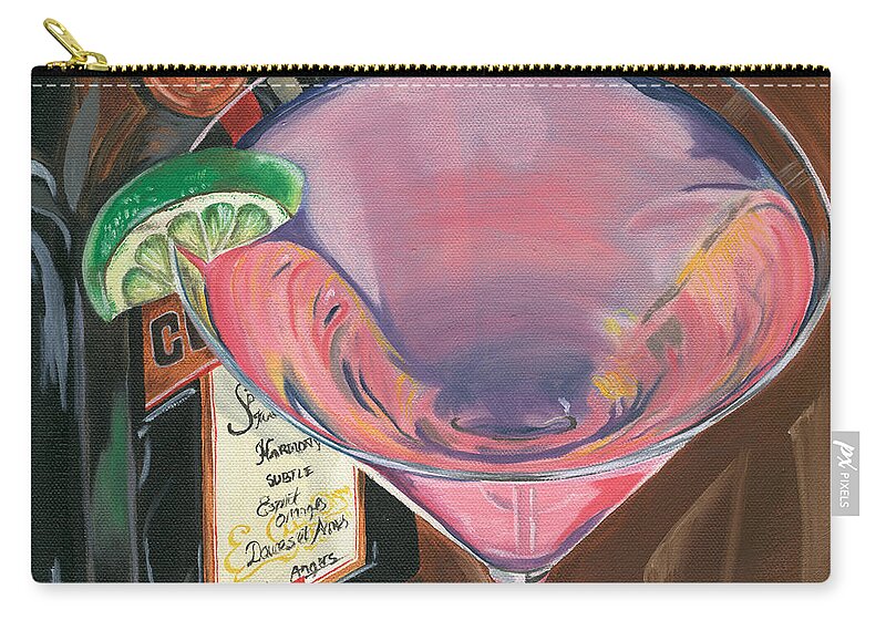 Martini Carry-all Pouch featuring the painting Cosmo Martini by Debbie DeWitt