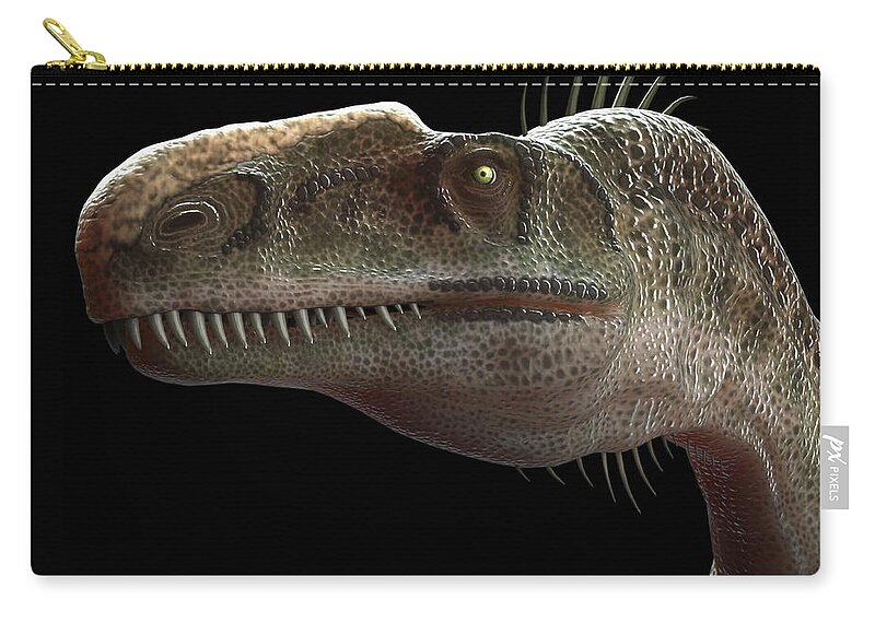 Prehistoric Zip Pouch featuring the photograph Dinosaur Monolophosaurus #3 by Science Picture Co