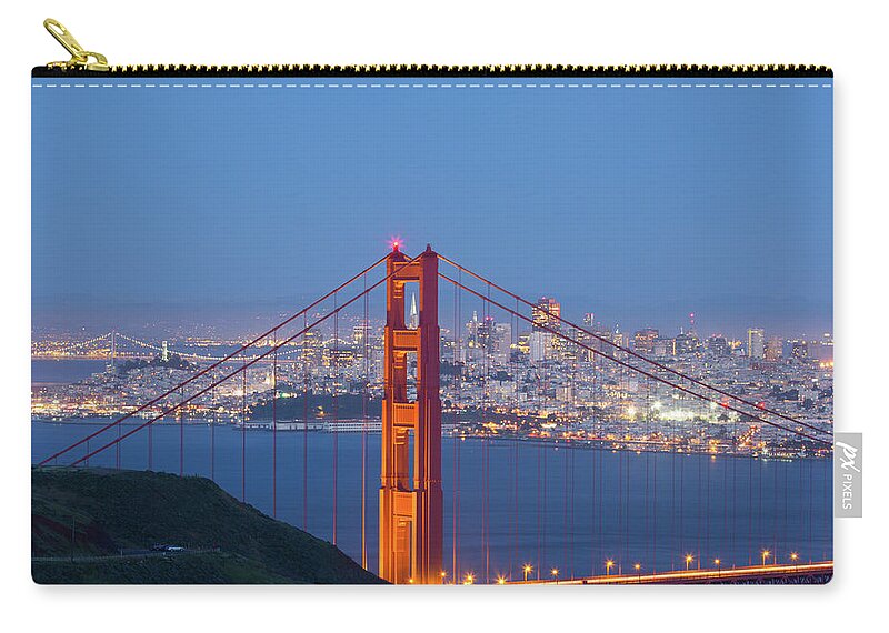 California Zip Pouch featuring the photograph Golden Gate Bridge And San Francisco #3 by Uschools