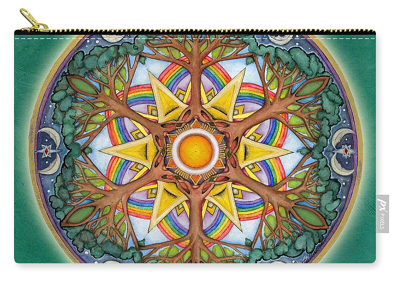 Mandala Zip Pouch featuring the painting Heaven and Earth Mandala by Jo Thomas Blaine