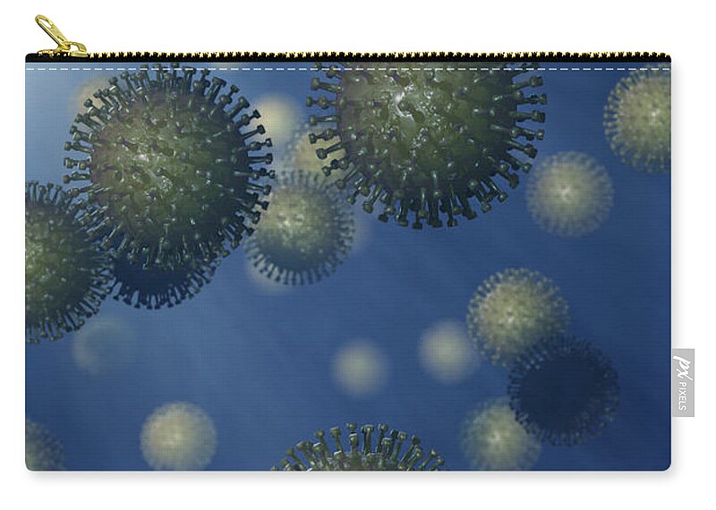 3d Visualisation Zip Pouch featuring the photograph Influenza A Virus #3 by Science Picture Co