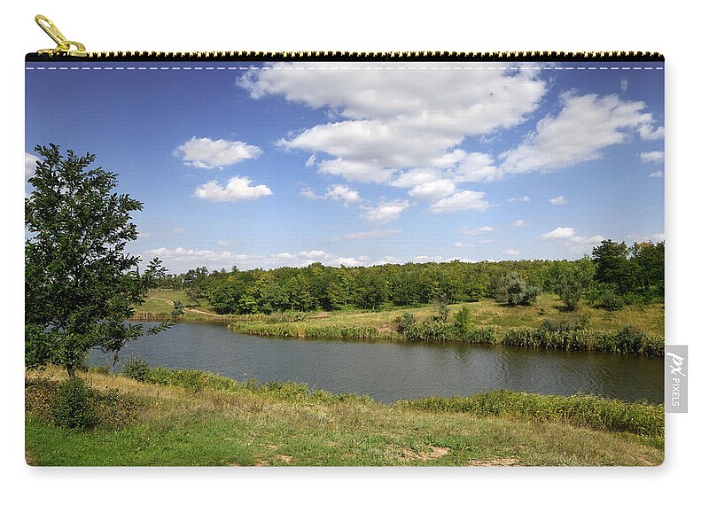 Water's Edge Zip Pouch featuring the photograph Landscape #3 by Savushkin