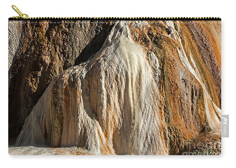 Mammoth Hot Springs Zip Pouch featuring the photograph Orange Spring Mound at Mammoth Hot Springs #3 by Fred Stearns