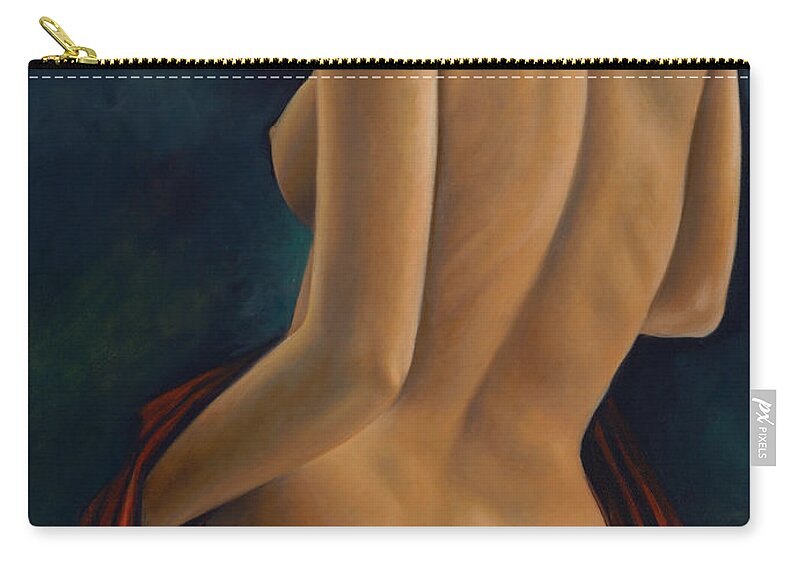 Red-silk Zip Pouch featuring the painting Red Silk by Ricardo Chavez-Mendez
