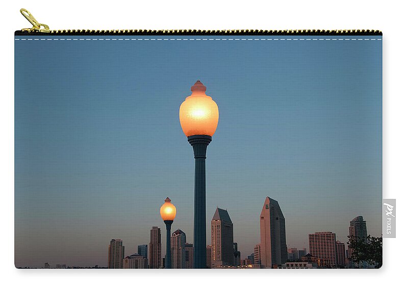 Tranquility Zip Pouch featuring the photograph San Diego Skyline #3 by Mitch Diamond