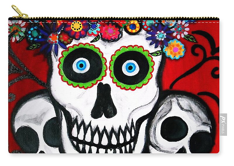 Dia Zip Pouch featuring the painting 3 Skulls by Pristine Cartera Turkus