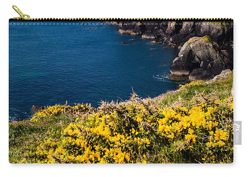 Birth Place Zip Pouch featuring the photograph St Non's Bay Pembrokeshire #3 by Mark Llewellyn