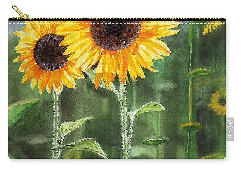 Sunflowers Zip Pouch featuring the painting Sunflowers #1 by Irina Sztukowski