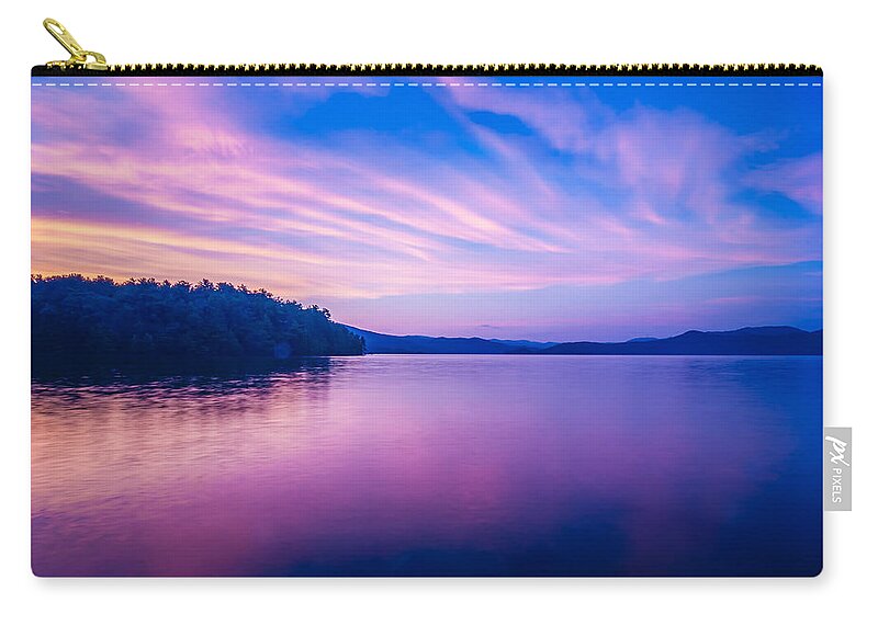 Appalachia Zip Pouch featuring the photograph Sunset During Blue Hour At The Lake #3 by Alex Grichenko