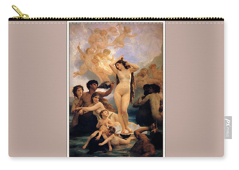 Bouguereau Zip Pouch featuring the painting The Birth Of Venus #3 by Pam Neilands