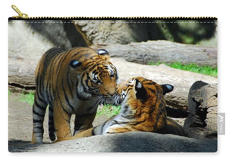 Tiger Love Zip Pouch featuring the photograph Tiger Love 2 by Mel Steinhauer