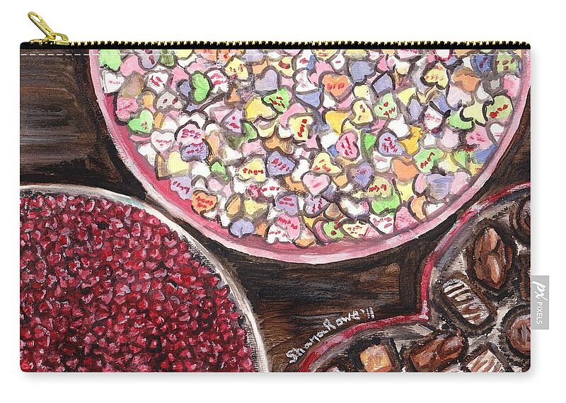 Candy Zip Pouch featuring the painting Valentines Day Candy by Shana Rowe Jackson