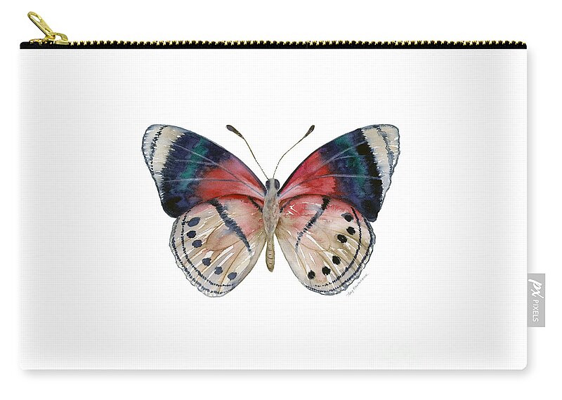 Perisama Zip Pouch featuring the painting 30 Perisama Vaninka Butterfly by Amy Kirkpatrick