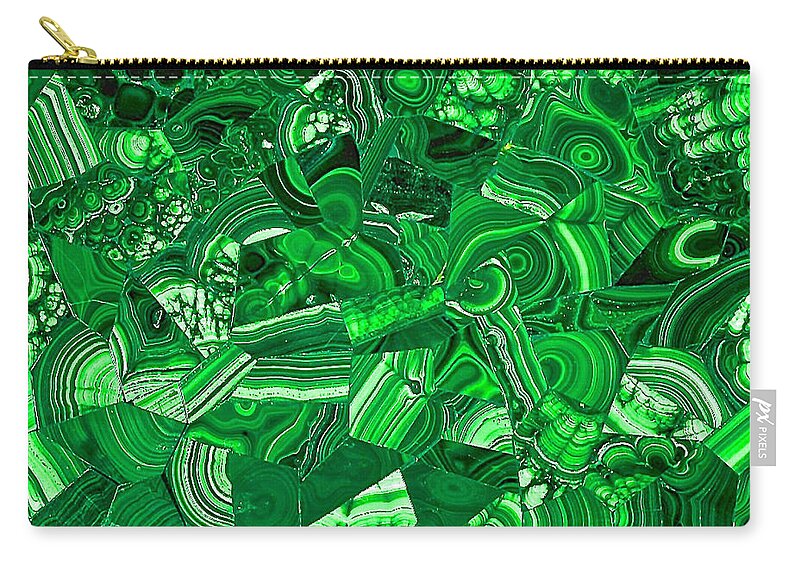 Rock Zip Pouch featuring the photograph Vibrant Green Malachite Bits and Bobs by Debra Amerson