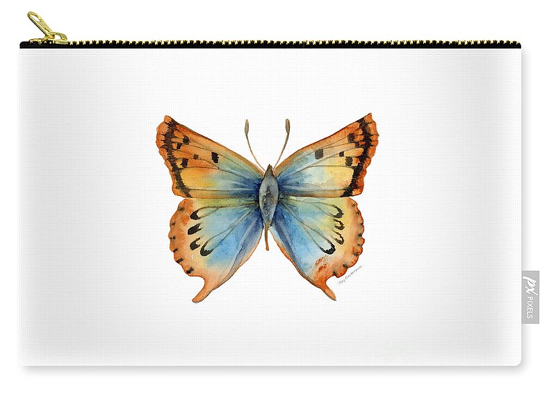 Opal Zip Pouch featuring the painting 33 Opal Copper Butterfly by Amy Kirkpatrick