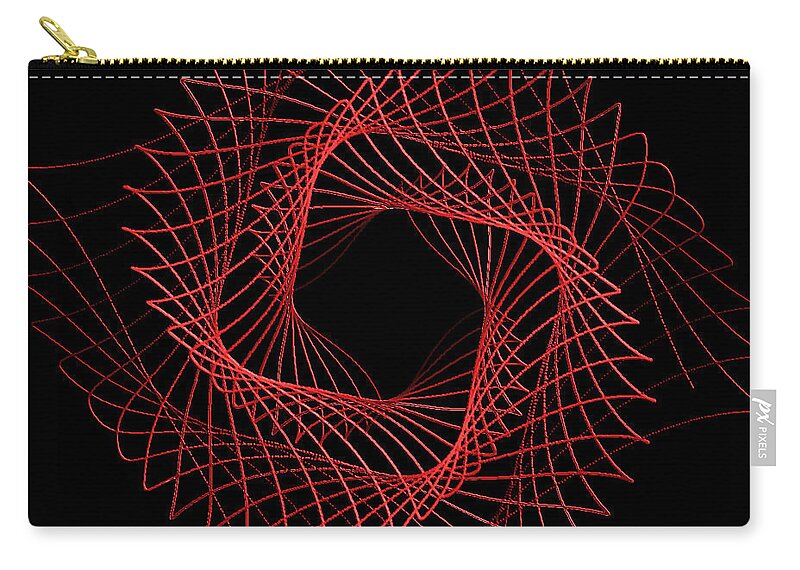 Spirograph Zip Pouch featuring the digital art 3D Spirograph Red by Stan Reckard
