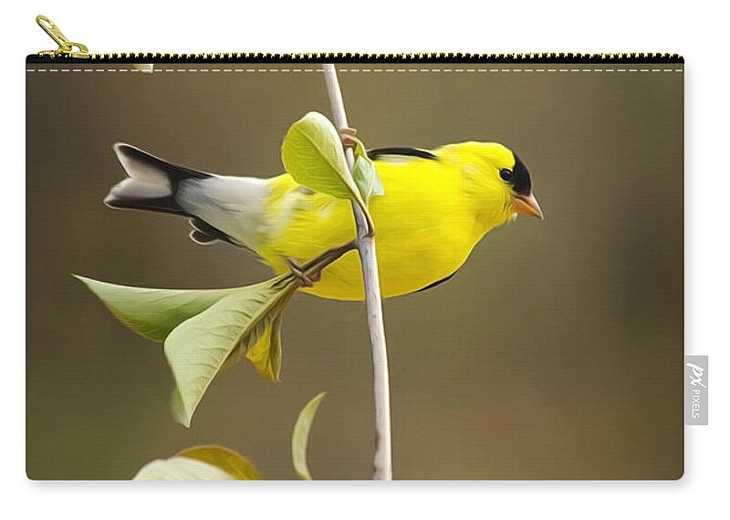 Goldfinch Carry-all Pouch featuring the painting American Goldfinch by Christina Rollo