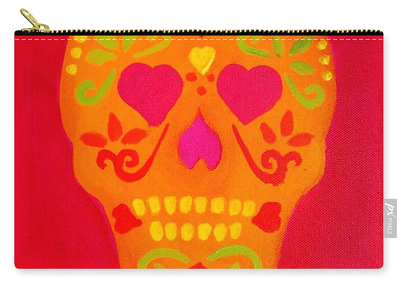 Skull Zip Pouch featuring the painting Carpe Diem Series #10 by Janet McDonald