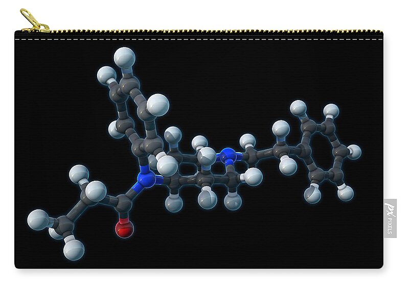 Model Zip Pouch featuring the photograph Fentanyl, Molecular Model by Evan Oto