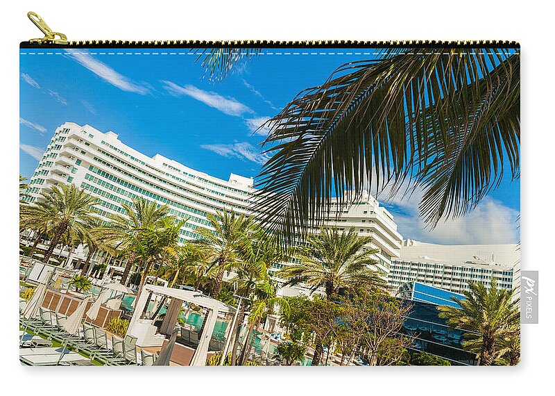 Architecture Zip Pouch featuring the photograph Fontainebleau Hotel #4 by Raul Rodriguez