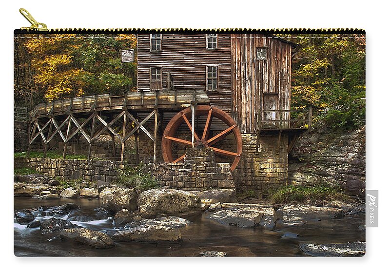 West Virginia Zip Pouch featuring the photograph Glade Creek Mill #4 by Robert Fawcett