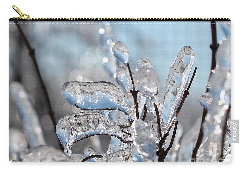 Mccombie Zip Pouch featuring the photograph Ice Storm Snowball Bush #4 by J McCombie
