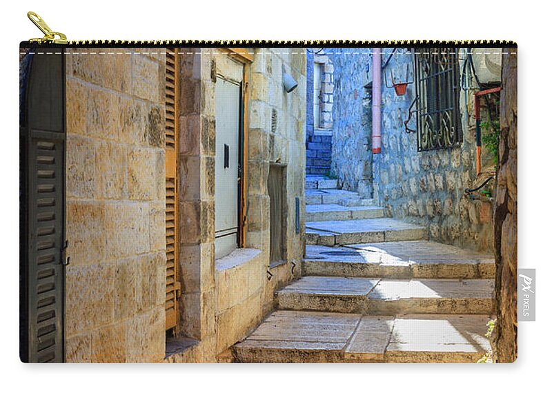 Israel Zip Pouch featuring the photograph Jerusalem street #4 by Alexey Stiop