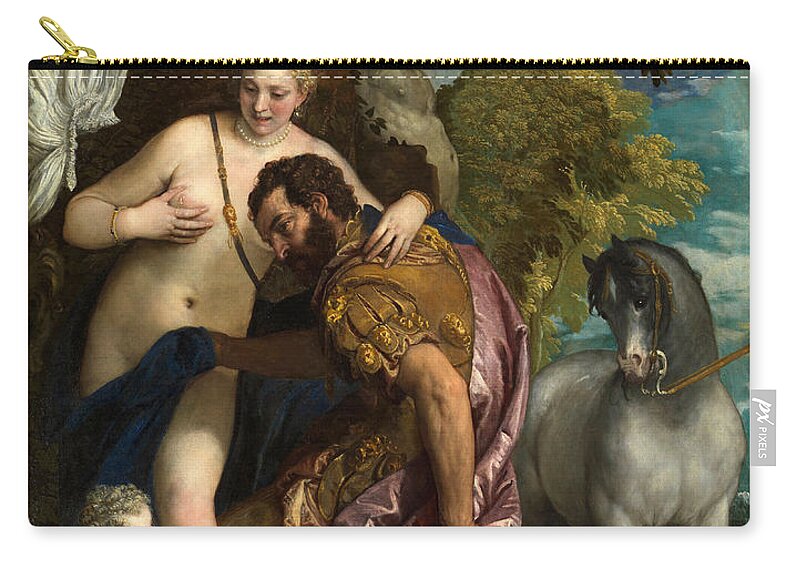 Paolo Veronese Zip Pouch featuring the painting Mars and Venus United by Love #10 by Paolo Veronese