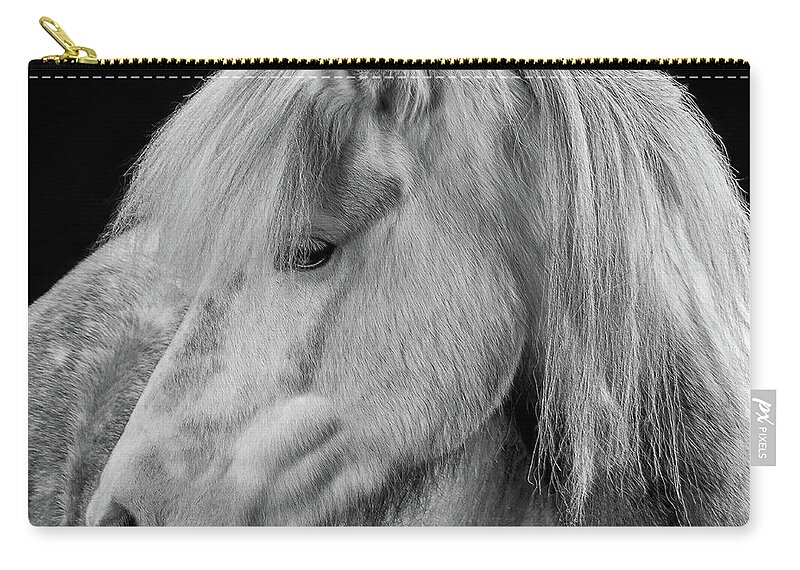 Alertness Zip Pouch featuring the photograph Portrait Of Icelandic Horse, Iceland #4 by Arctic-images