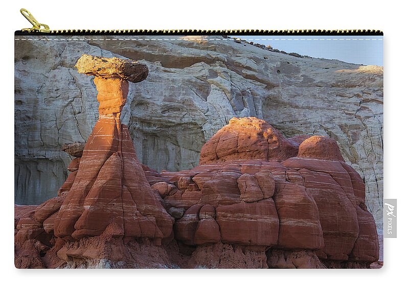 Tranquility Zip Pouch featuring the photograph Sand Stone Rock Formation In Sw Usa #4 by Gavriel Jecan