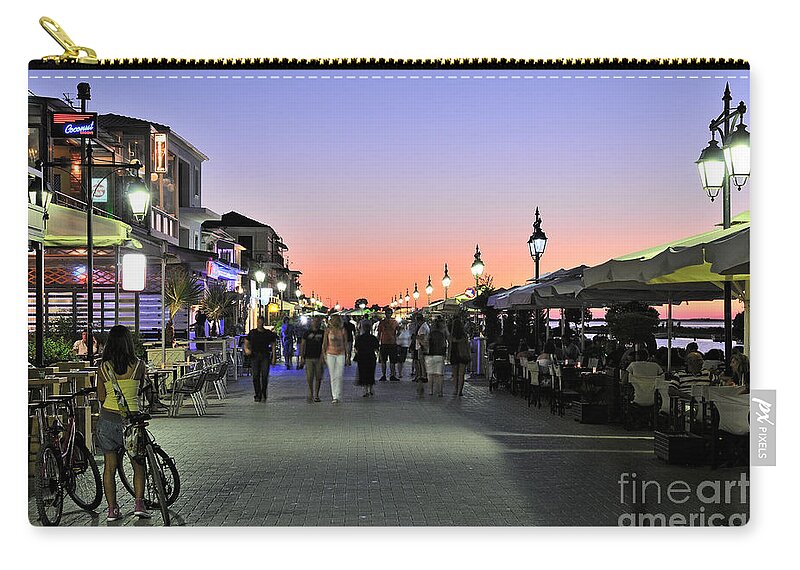 Lefkada; Lefkas; City; Town; People; Tourists; Dusk; Sunset Zip Pouch featuring the photograph Sunset in Lefkada island #5 by George Atsametakis