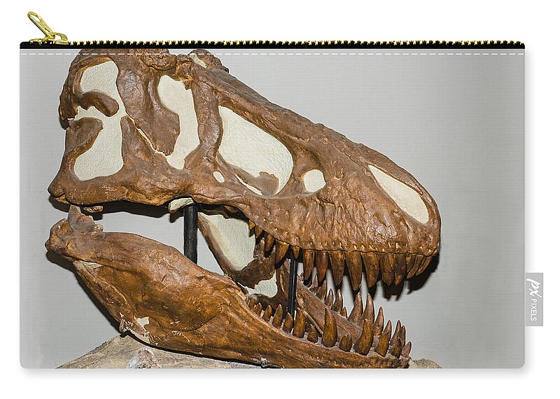Nature Zip Pouch featuring the photograph Tyrannosaurus Rex Skull #4 by Millard H. Sharp