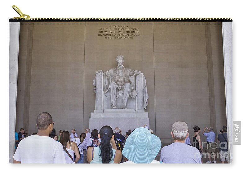 Abraham Zip Pouch featuring the photograph Visitors at the Lincoln Memorial #4 by B Christopher