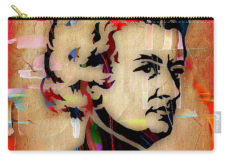 Mozart Zip Pouch featuring the mixed media Wolfgang Amadeus Mozart Collection #4 by Marvin Blaine