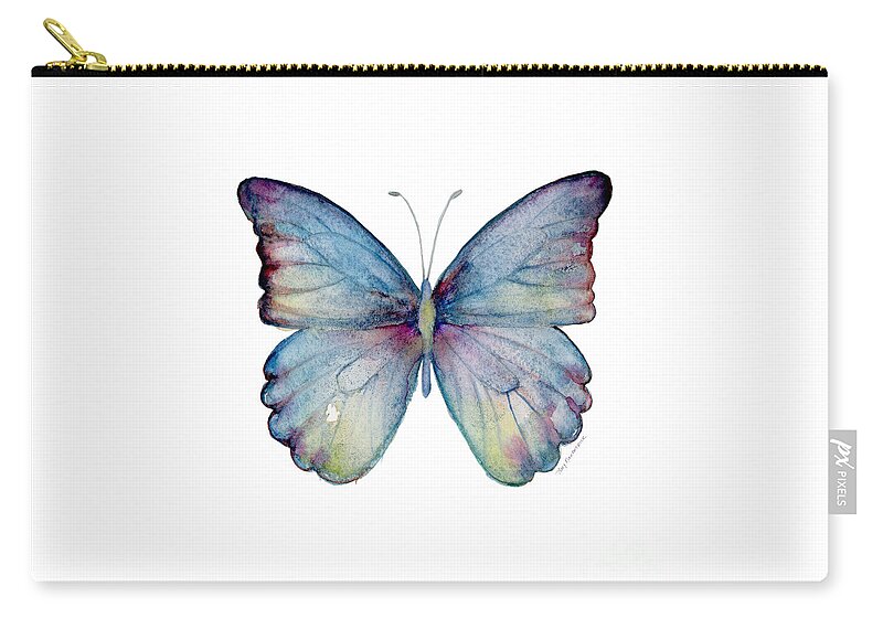 Celestina Zip Pouch featuring the painting 43 Blue Celestina Butterfly by Amy Kirkpatrick