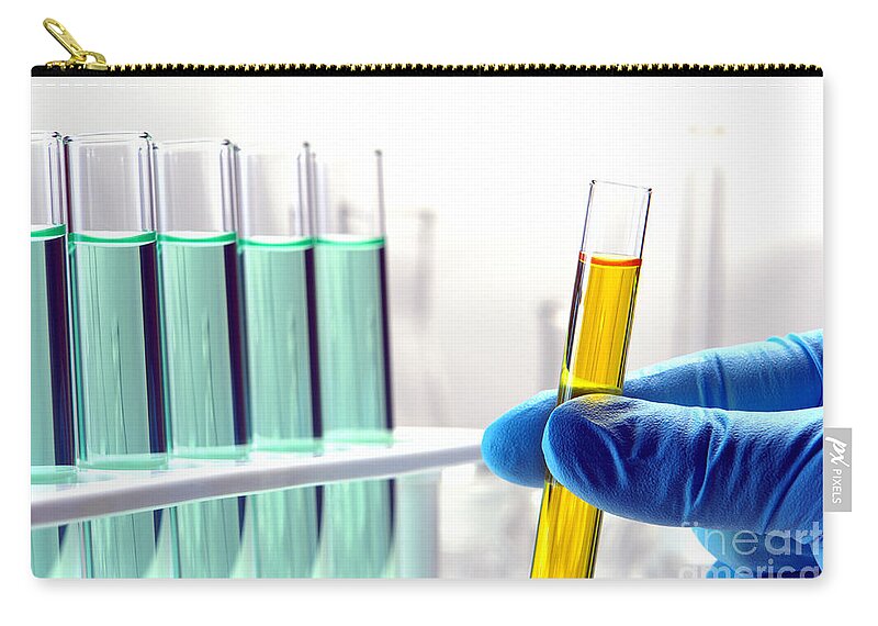 Test Zip Pouch featuring the photograph Laboratory Test Tubes in Science Research Lab #43 by Science Research Lab