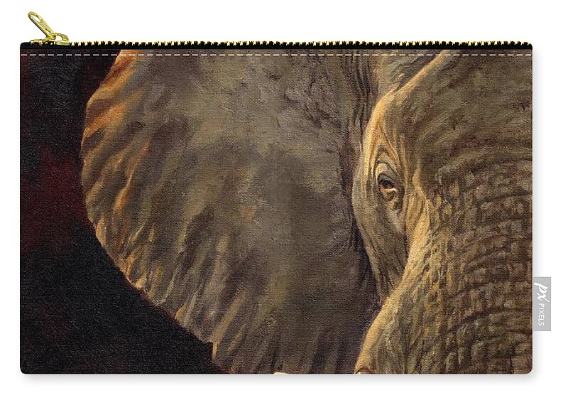 Elephant Zip Pouch featuring the painting African Elephant #4 by David Stribbling