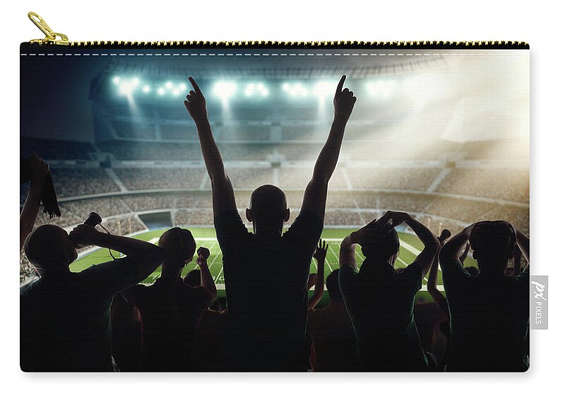 Event Zip Pouch featuring the photograph American Football Fans At Stadium #5 by Dmytro Aksonov