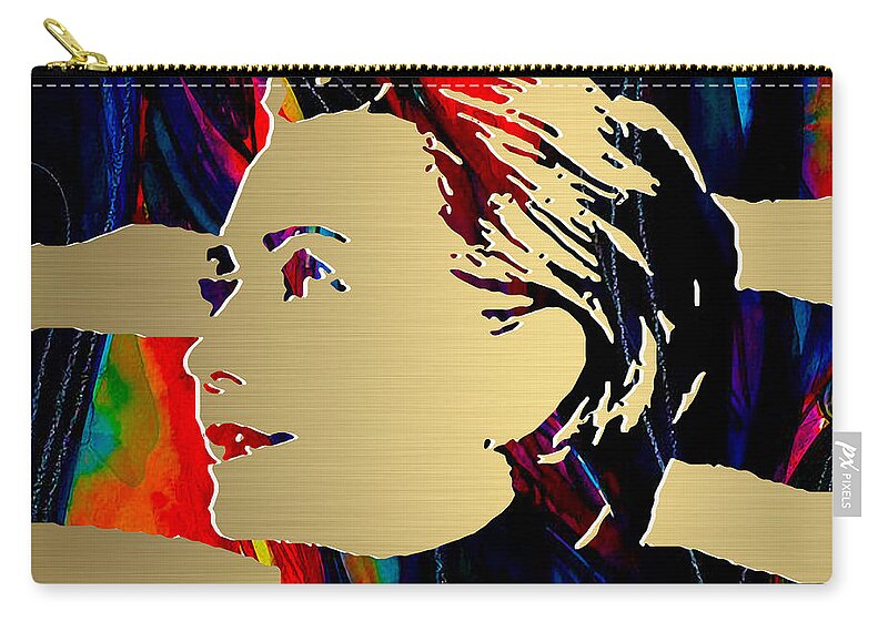 Hillary Clinton Paintings Mixed Media Zip Pouch featuring the mixed media Hillary Clinton Gold Series #1 by Marvin Blaine