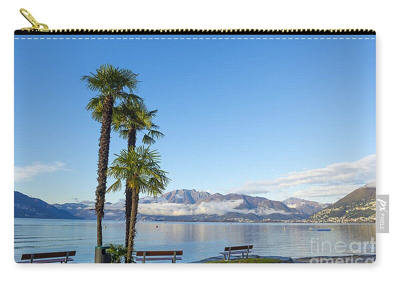 Lago Maggiore Zip Pouch featuring the photograph Alpine lake #50 by Mats Silvan