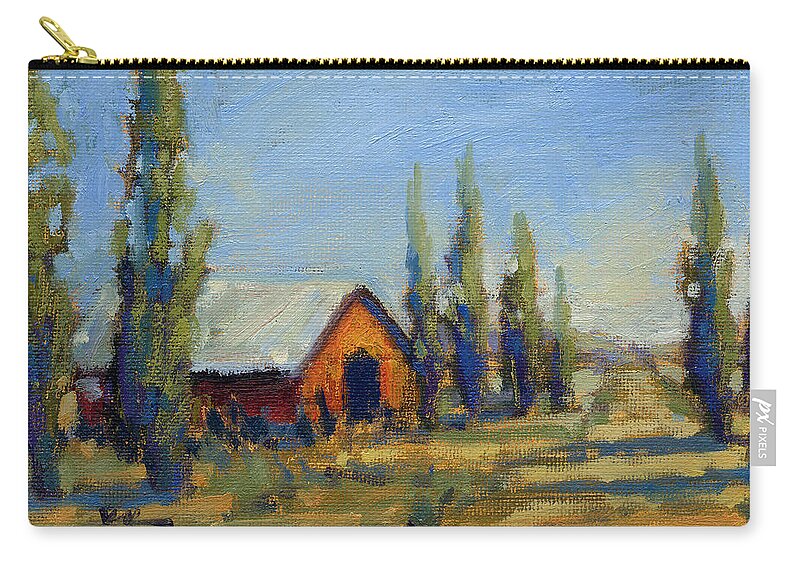 Barn Zip Pouch featuring the painting Afternoon at the Ranch by Konnie Kim