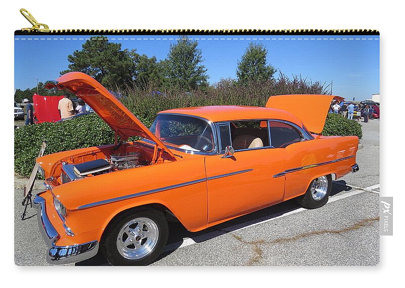 1955 Chevy Zip Pouch featuring the photograph 55 Chevy belair by Aaron Martens