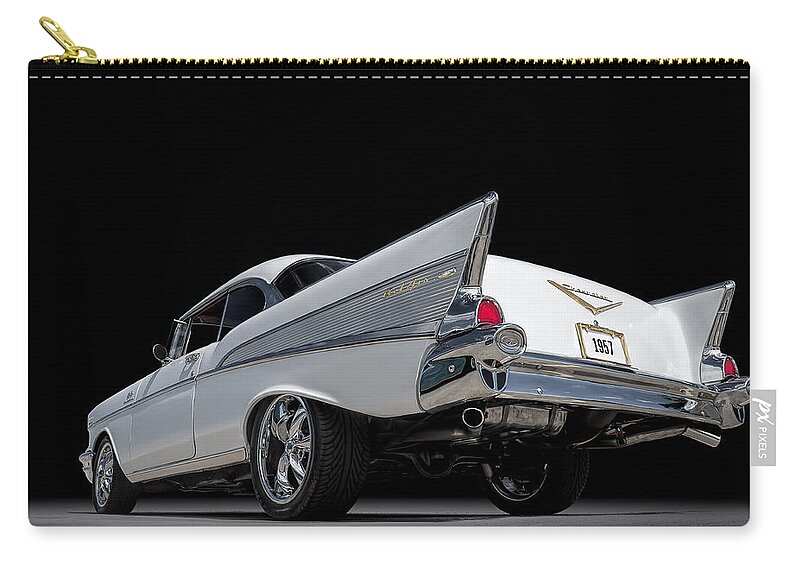 57 Chevy Zip Pouch featuring the digital art '57 Bel Air #57 by Douglas Pittman