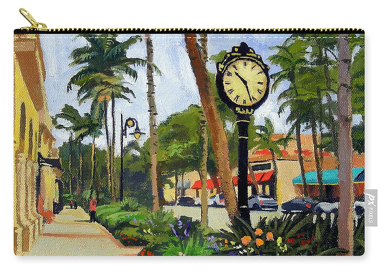 Christine Hopkins Zip Pouch featuring the painting 5th Avenue Naples Florida by Christine Hopkins