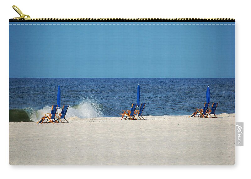 Alabama Zip Pouch featuring the digital art 6 Chairs and Umbrella by Michael Thomas