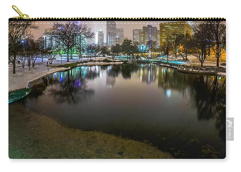 Charlotte Nc Zip Pouch featuring the photograph Charlotte Nc Skyline Covered In Snow In January 2014 #6 by Alex Grichenko