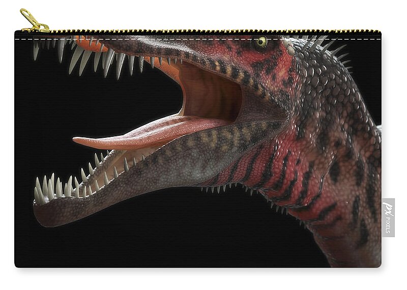 Prehistoric Zip Pouch featuring the photograph Dinosaur Spinosaurus #6 by Science Picture Co