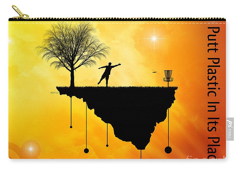 Disc Golf Zip Pouch featuring the digital art Putt Plastic In Its Place #7 by Phil Perkins